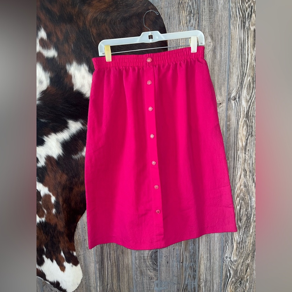 Vintage Cricket Lane Fuchsia pink button front detail Aline pull on skirt